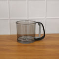 Kitchen baking gadget plastic flour sieve cup in use