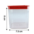 Dimensions of the airtight food storage containers shown for size reference