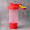 Close-up of gym shaker bottle with mixing ball for lump-free shakes