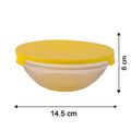 Size chart of the glass bowl set showing graduated dimensions.