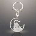 Jai Shri Ram Keychain attached to a set of keys, highlighting its secure ring.
