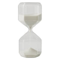 Elegant geometric glass hourglass sand timer ideal for study, yoga, and meditation