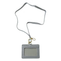 Plastic ID badge holder with transparent window and adjustable lanyard