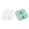 Rose shape ice cube tray filled with water and covered with lid