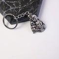 Silver finish metal keychain featuring Bal Krishna idol with sturdy chain and ring