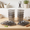 Stackable plastic food jars with lids for grains, snacks and spices