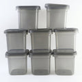 Clear plastic pantry jar set with sealed lids for dry food