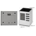Top-down view of digital desk clock’s spacious pen holder neatly storing stationery