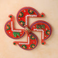 Decorative acrylic Swastik Shubh Labh wall hanging ideal for pooja room entrances