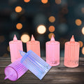 Electronic LED candle set showing ribbed crystal-effect exterior