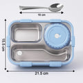Detailed view of the stainless steel lunch box's features and components