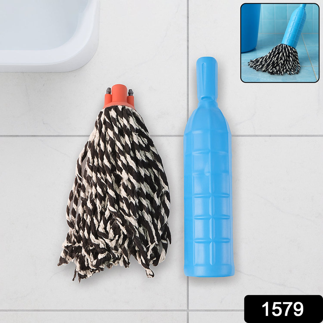 Front view of the Cotton Mop Refill with handle grip for easy attachment.