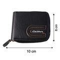 Size comparison showing compactness of zip-around card holder wallet