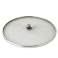 Protective stainless steel mesh food net cover for cooked dishes.