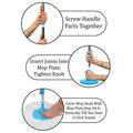 Microfiber mop head attached to collapsible stainless steel rod