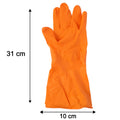 Size dimensions of large orange cleaning gloves