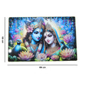 Size chart for Radha Krishna wall frame, dimensions displayed