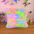 Rainbow cushion pillow showcasing soft, fluffy plush fabric