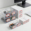 Kitchen organizer using self-adhesive rectangular label stickers for clear labels