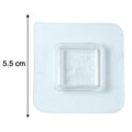 Detailed size guide for the transparent self-adhesive wall hooks.