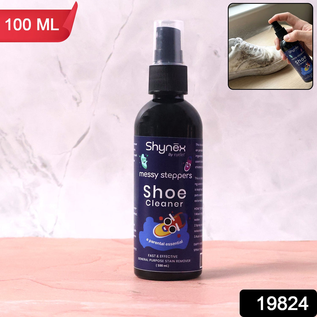 Bottle of Shoe Cleaner Spray 100ml on white background