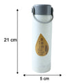 Size comparison of glass water bottle with phone holder