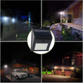 solar LED wall light showing specifications and durable plastic body