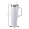 Modern white insulated travel tumbler with handle and straw lid