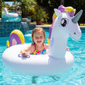Children's inflatable pool float with unicorn design and safety handles