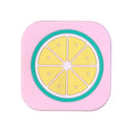 Close-up view of textured surface on silicone lemon drink coaster