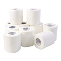 Single Freshee toilet tissue roll placed in a standard dispenser in a clean bathroom.