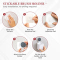 Bathroom storage organizer holding multiple toothbrushes, toothpaste, and rinsing cups.