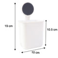 Infographic illustrating dimensions of the wall mounted toothbrush holder.