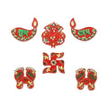 Traditional Shubh Labh decorative set with bright beads and embellishments