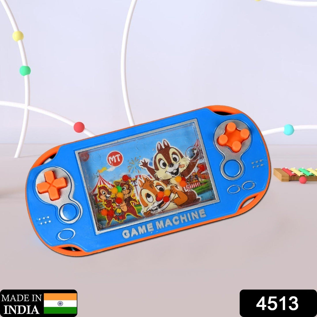 A child happily playing with the colourful handheld water game toy, guiding bubbles with skill.