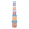 Durable, clear plastic containers for versatile kitchen use.