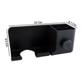 Side view of wall mounted hair dryer holder with multipurpose organizer