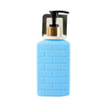 Detail of soap dispenser’s push pump mechanism for accurate soap flow