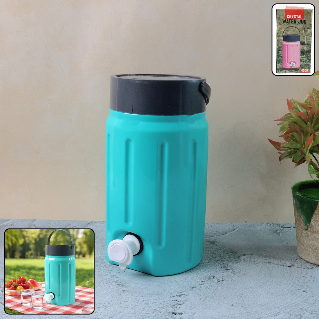 Insulated water jug 2 litre with leak-proof lid and tap
