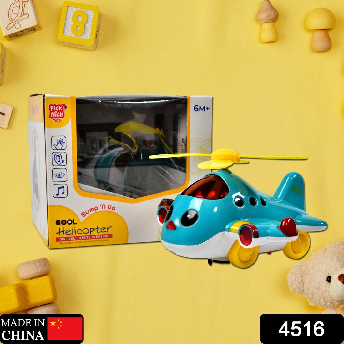 Vibrant Musical Helicopter Toy with bright flashing lights.