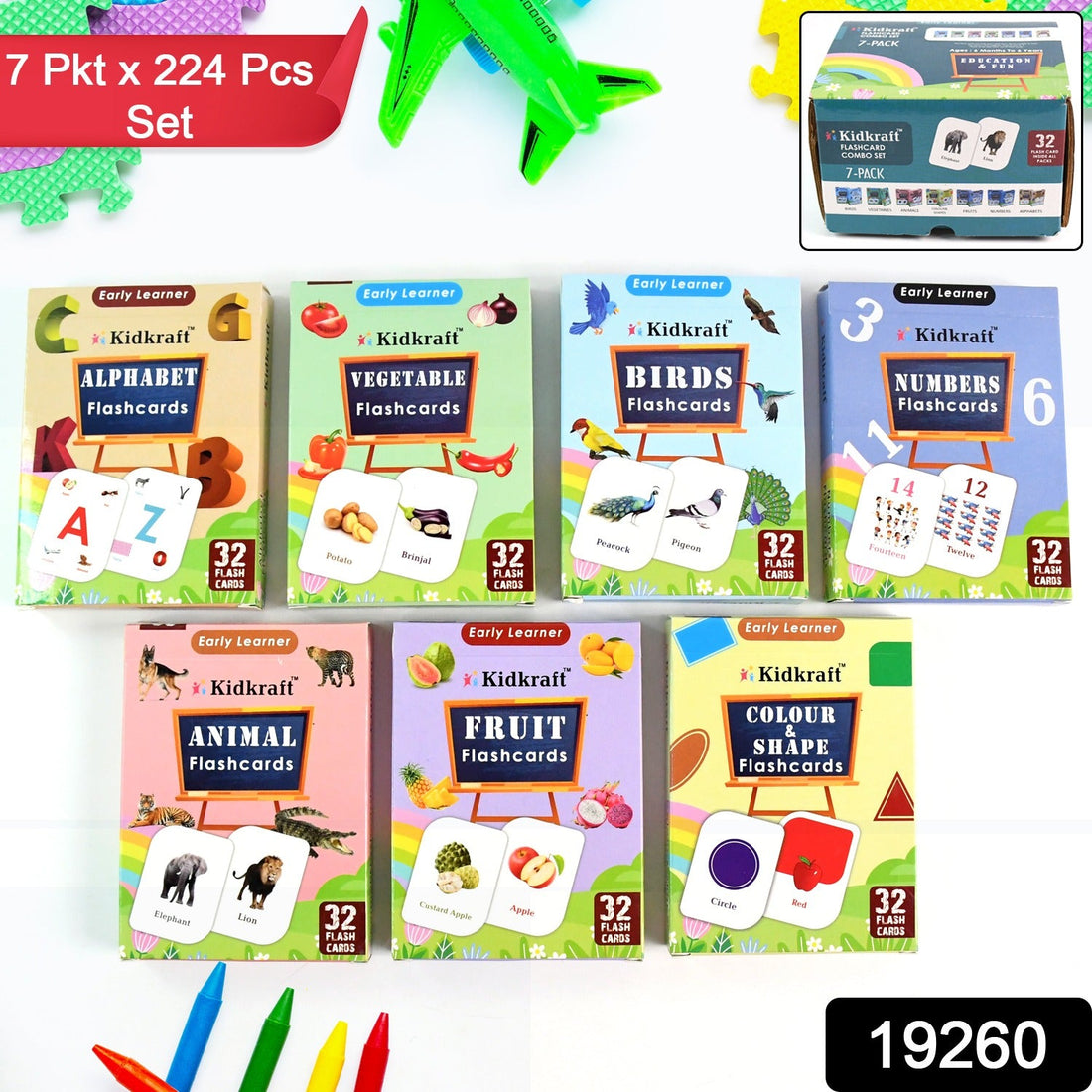 Early learner flashcard set showing colorful educational cards
