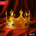 Golden costume crown featuring colored gem accents