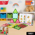 Children playing with colorful 16-piece magnetic construction tiles set
