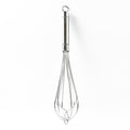 Angled view of durable stainless steel medium hand whisk