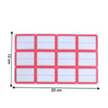Close-up of blank writable label stickers sheet showing neat rectangular shapes