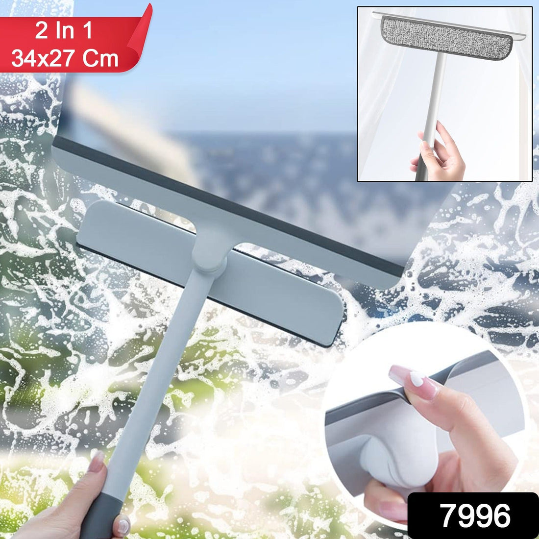 2-in-1 window glass cleaning wiper with microfiber and silicone blade