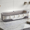 Wall-mounted transparent bathroom storage shelf with hooks for towels and toiletries