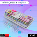 Close-up of the adorable rabbit and bear themed pencils from the Kids Pencil Set.