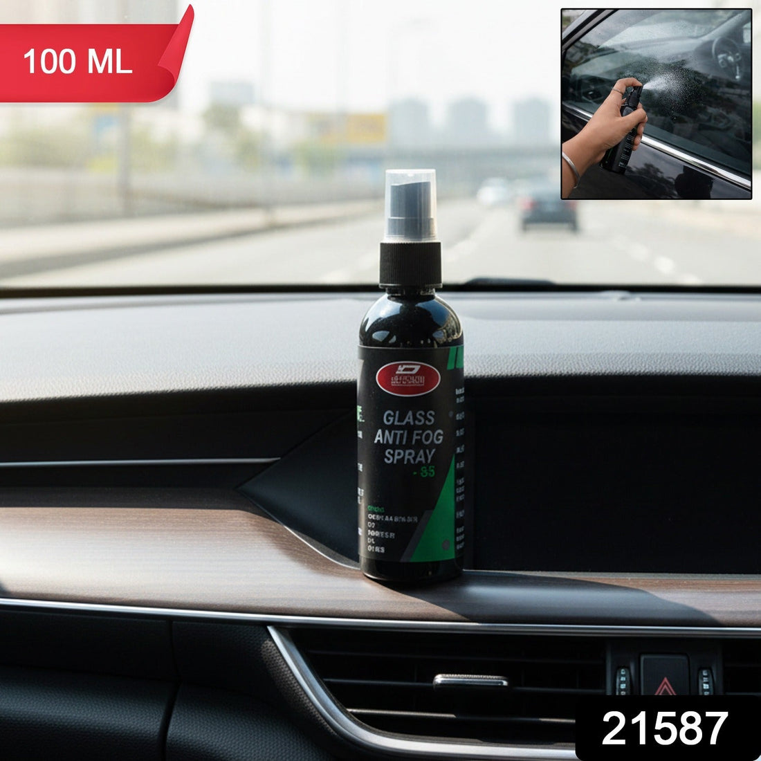 Anti-fog glass spray bottle for clear car and home windows
