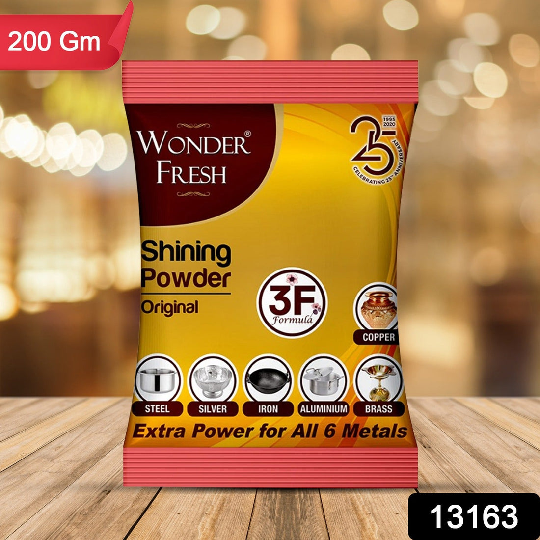 Wonder Fresh Metal Polishing Powder 200 GM container with clear label.